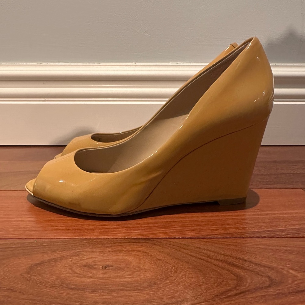 Michael Kors Open Toe Patent Leather Wedges